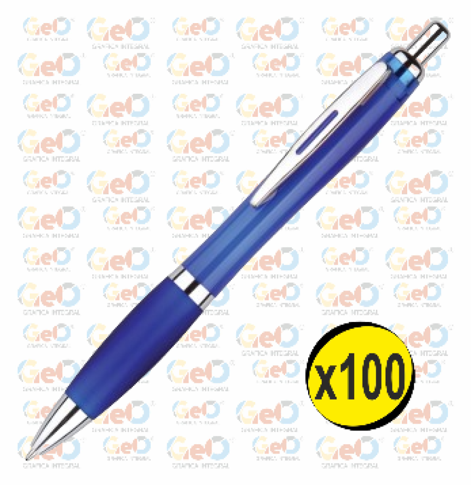 Pack de 50 Bolígrafos Plásticos Bremen - Grip Blanco / Tinta Azul